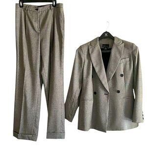 Vintage Moda International Black & White 100% Wool Houndstooth Pant Suit Size 10